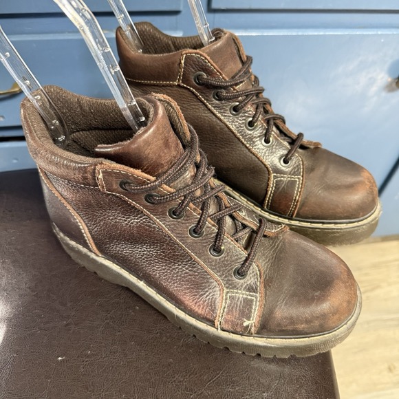 Relativity Brown Leather Lace Up Boots Women's 9 Y2K Chunky Lug Sole Grunge - Picture 2 of 10